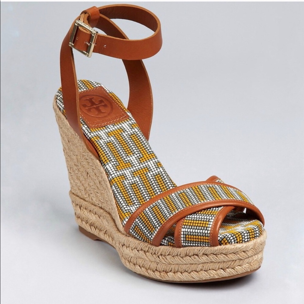 Tory Burch Ankle Strap Espadrille Wedges
